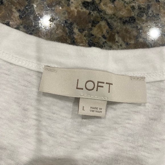 Loft ladies white cotton blend long sleeve shirt with cinched front Size Large - Picture 3 of 4